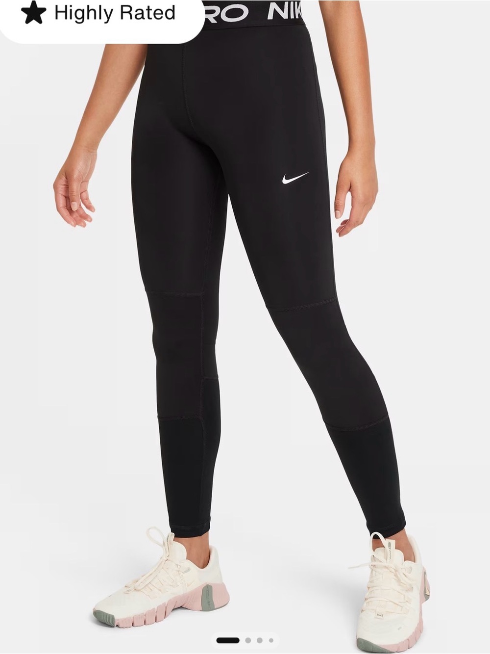 Nike Black High-Rise Training Leggings with White Swoosh